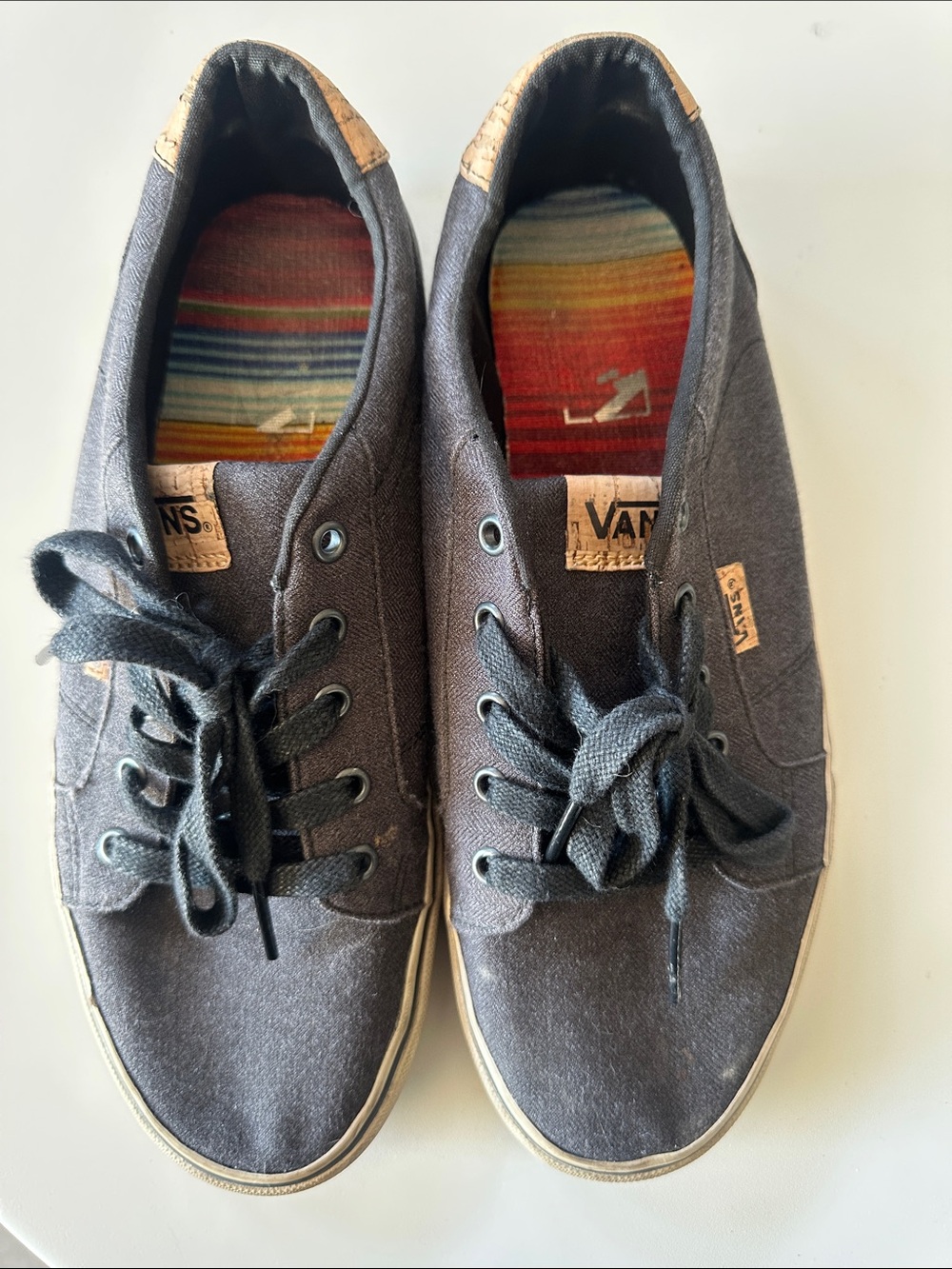 Vans Black Low-Top Canvas Sneakers with Patterned Insole